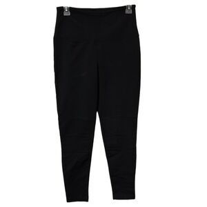 Lysse Womens Black High Waisted Moto Leggings Quilted Knee Detail Stretch Knit